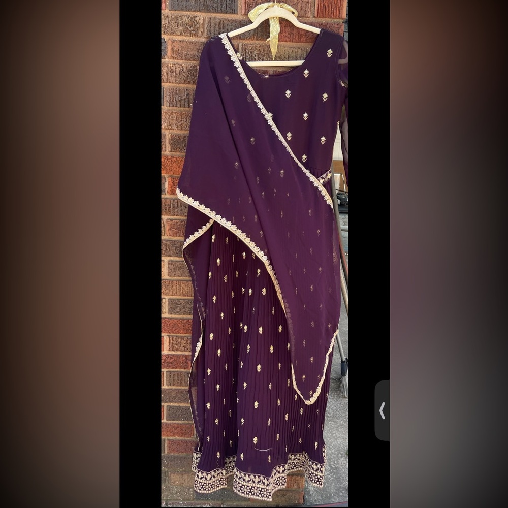 New Indian Dress Salwar Kameez Size 36 Plum purple color like Abaya Maxi